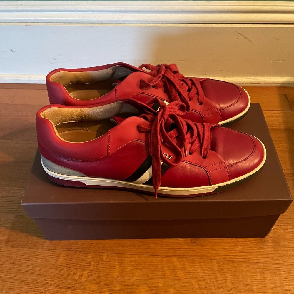 MENS BALLY RED SNEAKERS US SIZE 10